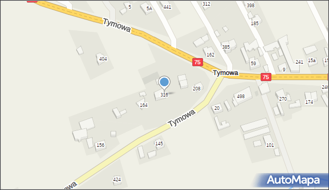 Tymowa, Tymowa, 316, mapa Tymowa