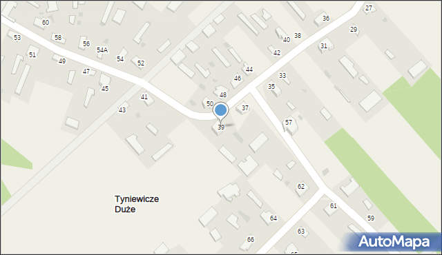 Tyniewicze Duże, Tyniewicze Duże, 39, mapa Tyniewicze Duże