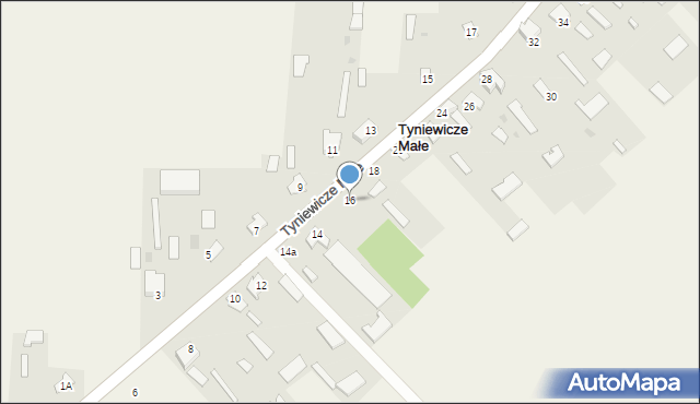 Tyniewicze Małe, Tyniewicze Małe, 16, mapa Tyniewicze Małe