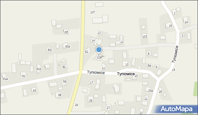 Tyniowice, Tyniowice, 11a, mapa Tyniowice