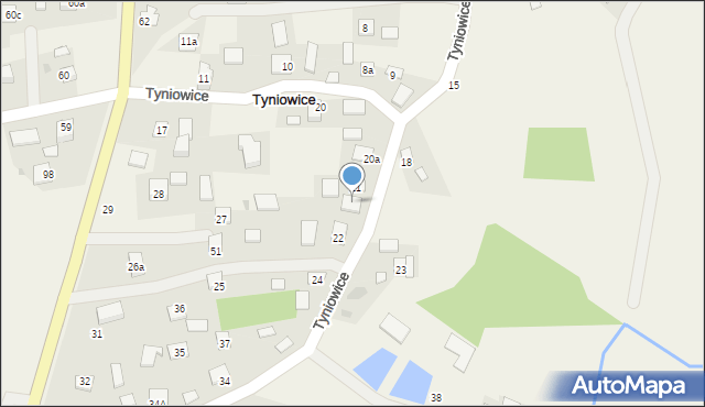 Tyniowice, Tyniowice, 21A, mapa Tyniowice