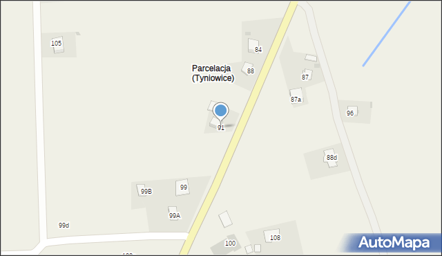 Tyniowice, Tyniowice, 91, mapa Tyniowice