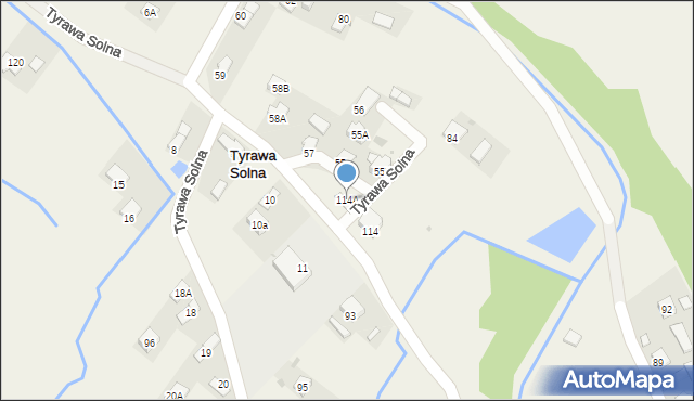 Tyrawa Solna, Tyrawa Solna, 114A, mapa Tyrawa Solna