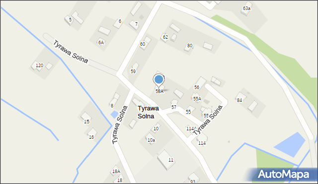 Tyrawa Solna, Tyrawa Solna, 58A, mapa Tyrawa Solna