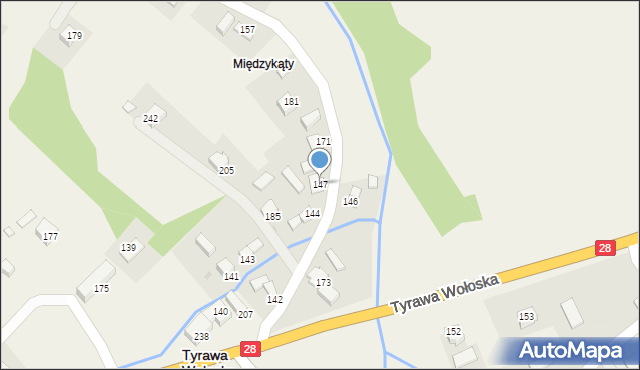 Tyrawa Wołoska, Tyrawa Wołoska, 147, mapa Tyrawa Wołoska