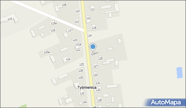 Tyśmienica, Tyśmienica, 123, mapa Tyśmienica