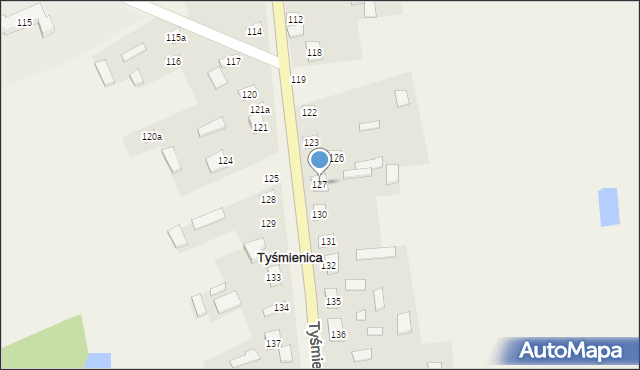 Tyśmienica, Tyśmienica, 127, mapa Tyśmienica