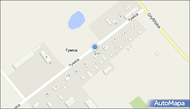 Tywica, Tywica, 9, mapa Tywica