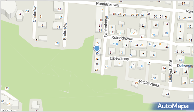 Warszawa, Tymiankowa, 32, mapa Warszawy