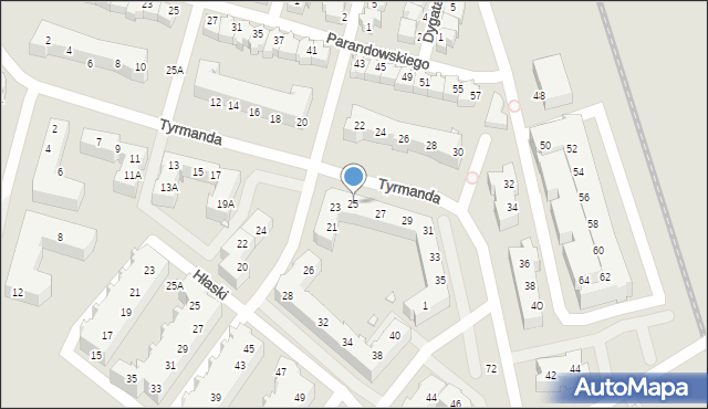 Wrocław, Tyrmanda Leopolda, 25, mapa Wrocławia