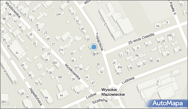 Wysokie Mazowieckie, Tysiąclecia, 28, mapa Wysokie Mazowieckie