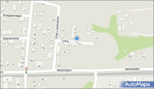 Zabrze, Tylna, 3a, mapa Zabrza