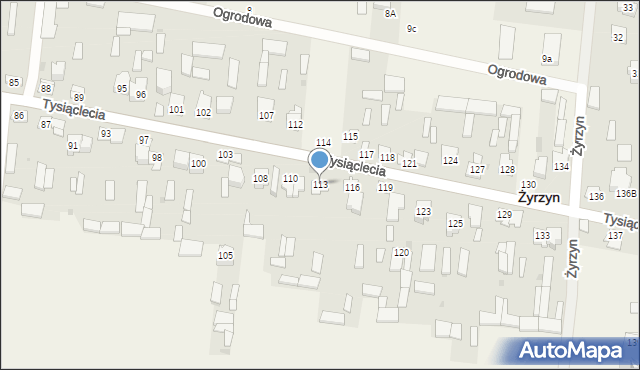 Żyrzyn, Tysiąclecia, 113, mapa Żyrzyn