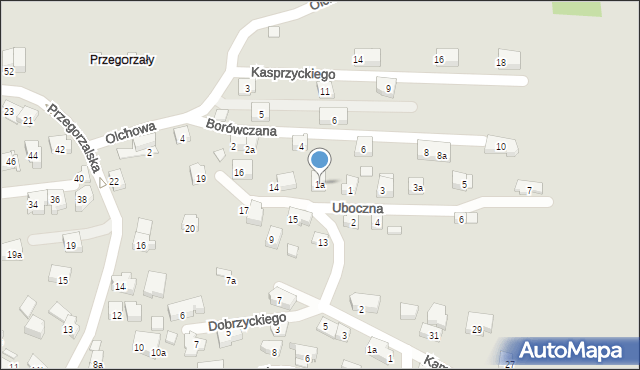 Kraków, Uboczna, 1a, mapa Krakowa