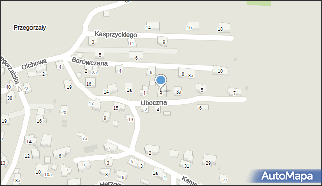 Kraków, Uboczna, 3, mapa Krakowa