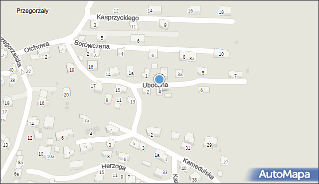 Kraków, Uboczna, 4, mapa Krakowa