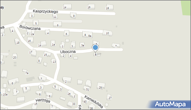 Kraków, Uboczna, 6, mapa Krakowa