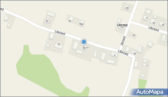 Ubrzeż, Ubrzeż, 25, mapa Ubrzeż