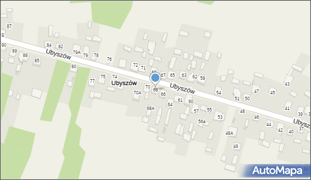 Ubyszów, Ubyszów, 68, mapa Ubyszów