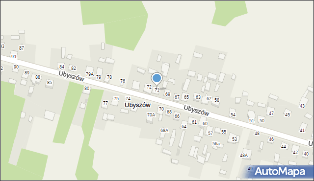 Ubyszów, Ubyszów, 71, mapa Ubyszów