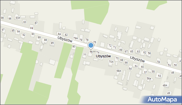 Ubyszów, Ubyszów, 75, mapa Ubyszów