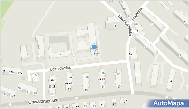 Gdynia, Uczniowska, 1, mapa Gdyni