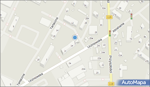 Szczecin, Uczniowska, 1, mapa Szczecina