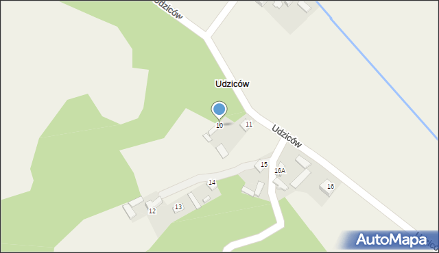 Udziców, Udziców, 10, mapa Udziców