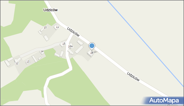 Udziców, Udziców, 16, mapa Udziców