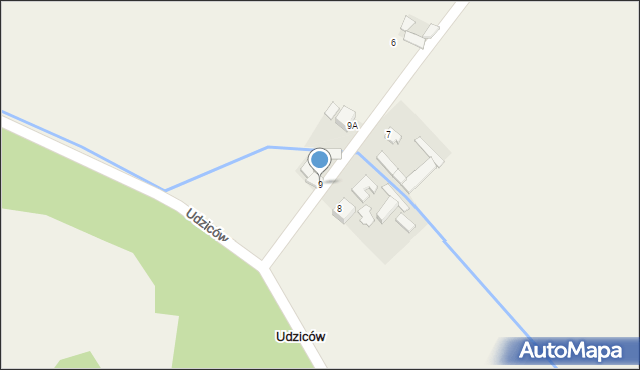 Udziców, Udziców, 9, mapa Udziców