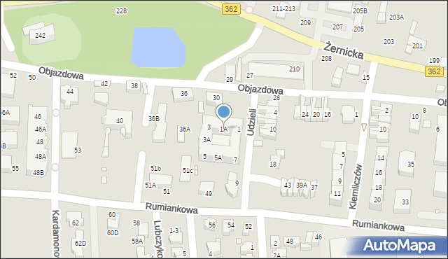 Wrocław, Udzieli Seweryna, 1A, mapa Wrocławia