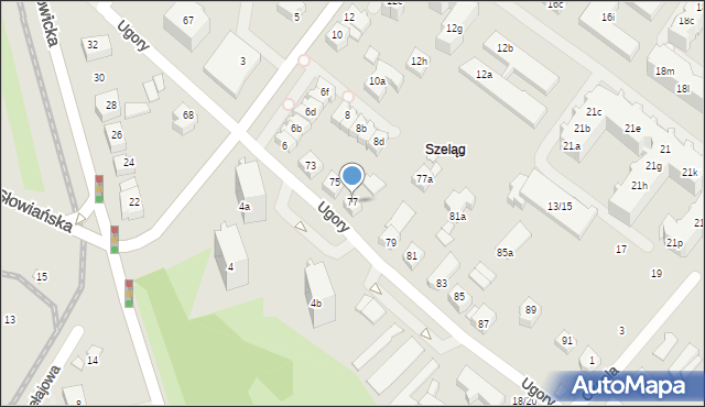 Poznań, Ugory, 77, mapa Poznania