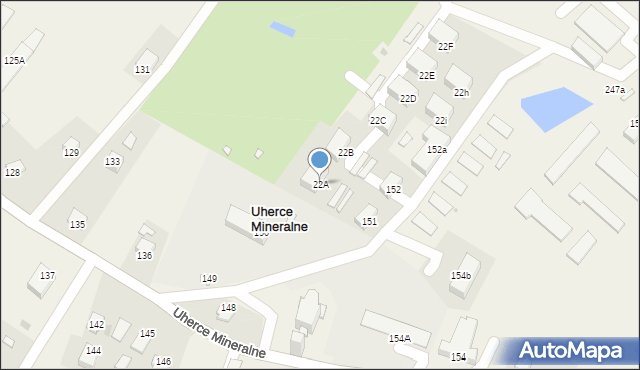 Uherce Mineralne, Uherce Mineralne, 22A, mapa Uherce Mineralne