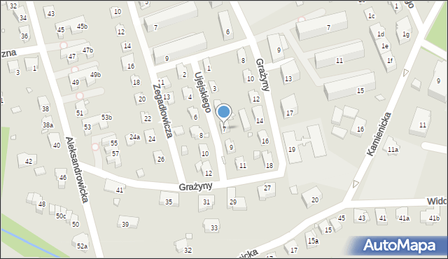 Bielsko-Biała, Ujejskiego Kornela, 7, mapa Bielsko-Białej