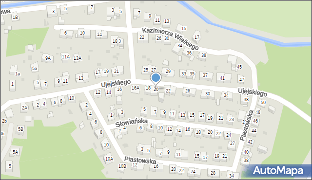 Jaworzno, Ujejskiego Kornela, 20, mapa Jaworzno