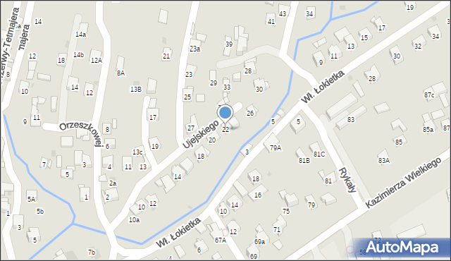 Myślenice, Ujejskiego Kornela, 22, mapa Myślenice