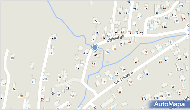 Myślenice, Ujejskiego Kornela, 34a, mapa Myślenice