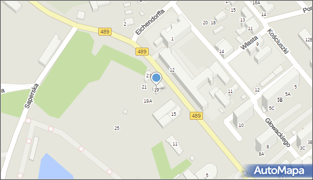 Nysa, Ujejskiego Kornela, 19, mapa Nysy