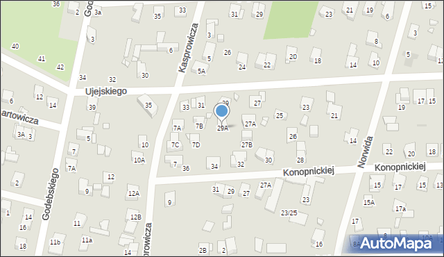 Piastów, Ujejskiego Kornela, 29A, mapa Piastów