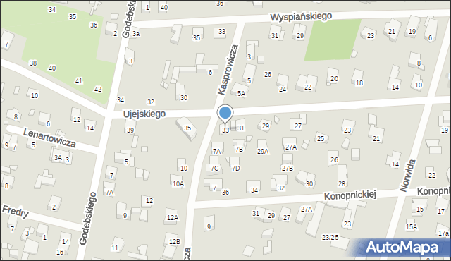 Piastów, Ujejskiego Kornela, 33, mapa Piastów