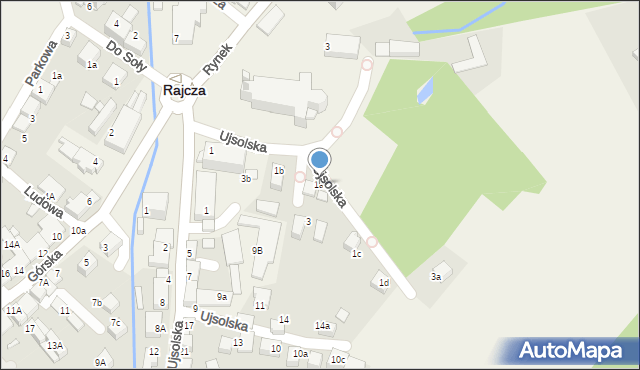 Rajcza, Ujsolska, 1a, mapa Rajcza