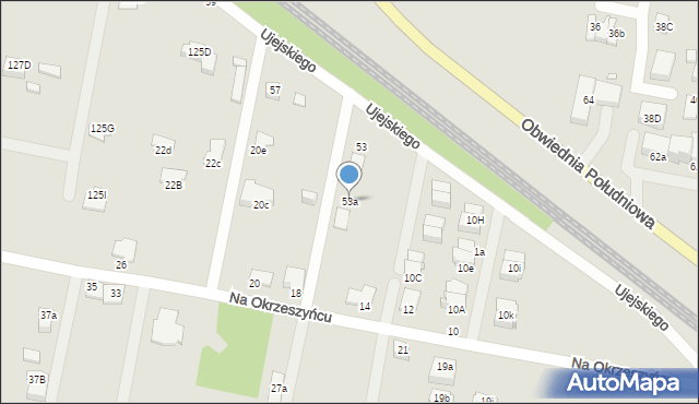 Rybnik, Ujejskiego, 53a, mapa Rybnika