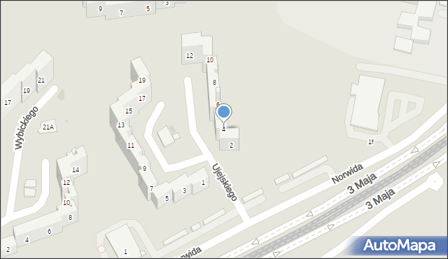 Sosnowiec, Ujejskiego Kornela, 4, mapa Sosnowca