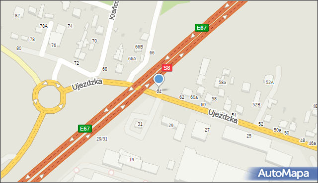 Tomaszów Mazowiecki, Ujezdzka, 64, mapa Tomaszów Mazowiecki