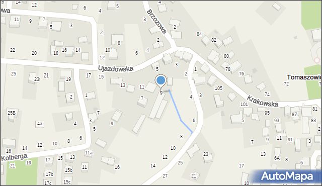 Tomaszowice, Ujazdowska, 9, mapa Tomaszowice