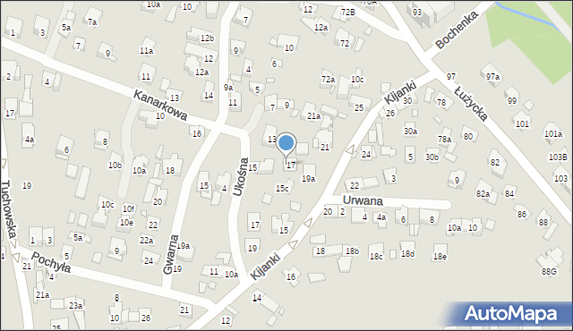 Kraków, Ukośna, 15b, mapa Krakowa