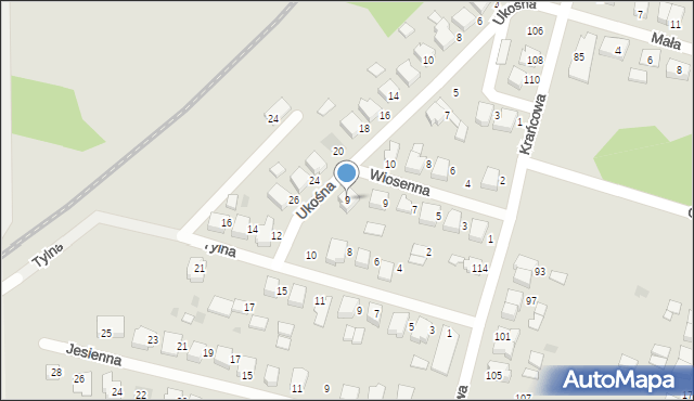 Ostrów Wielkopolski, Ukośna, 9, mapa Ostrów Wielkopolski