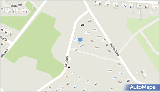 Szczecin, Ukośna, 1, mapa Szczecina