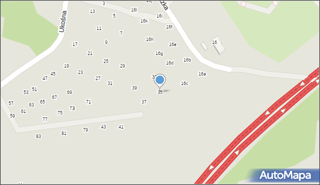 Szczecin, Ukośna, 35, mapa Szczecina