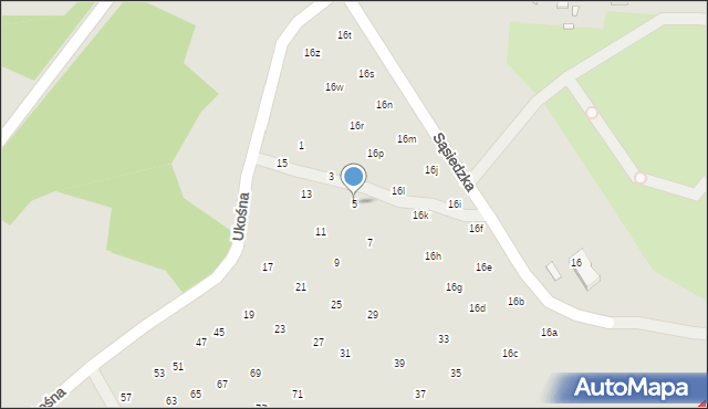 Szczecin, Ukośna, 5, mapa Szczecina